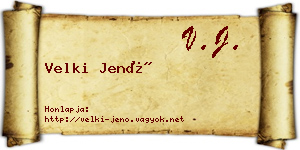 Velki Jenő névjegykártya